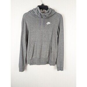 Womens Gray Simple Nike Hoodie Pullover Sweatshirt Small Logo Sz Small 172
